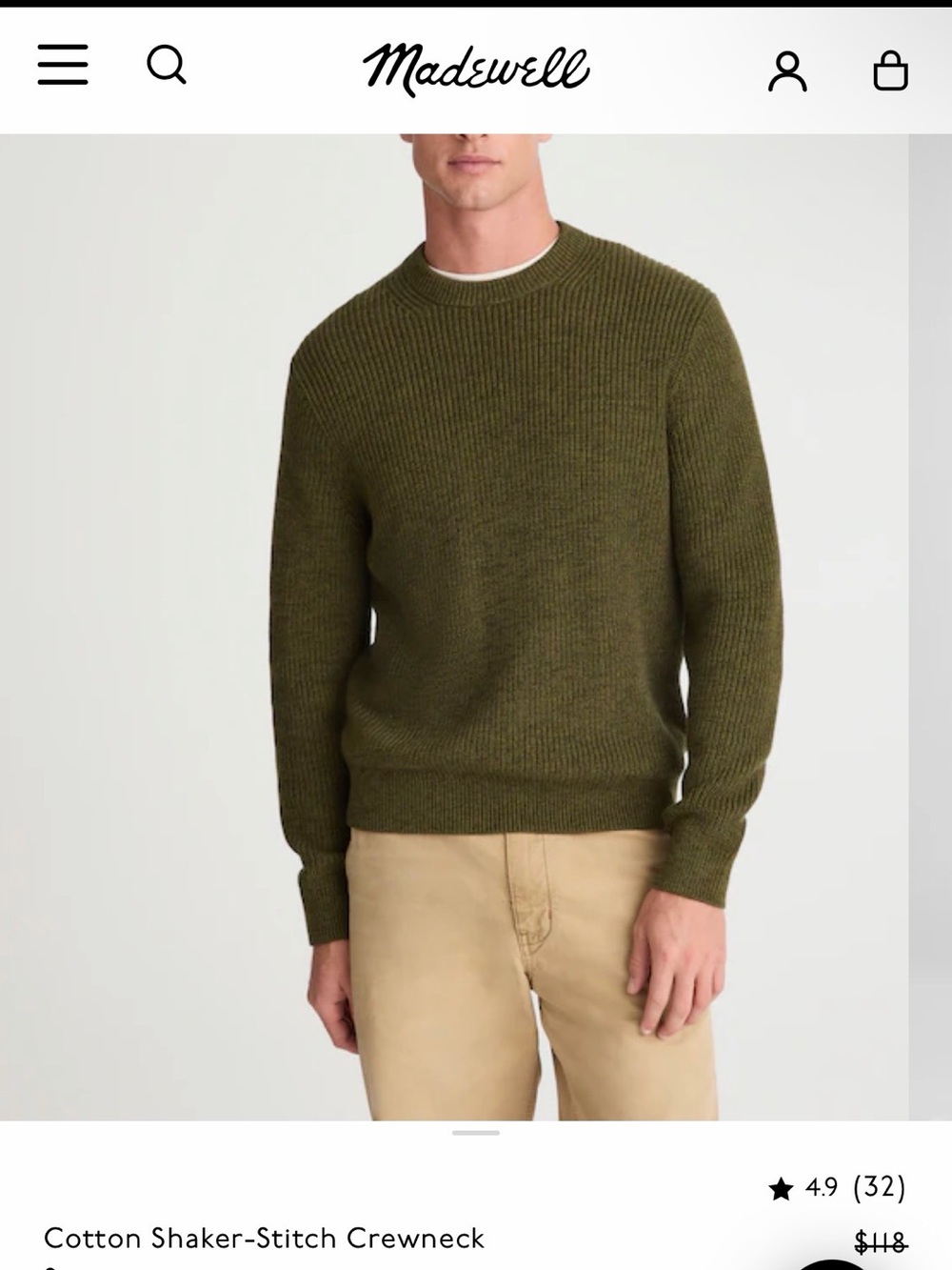 Bundles of 2 Men's Crewneck Sweater - Black and Olive - Picture 3 of 11